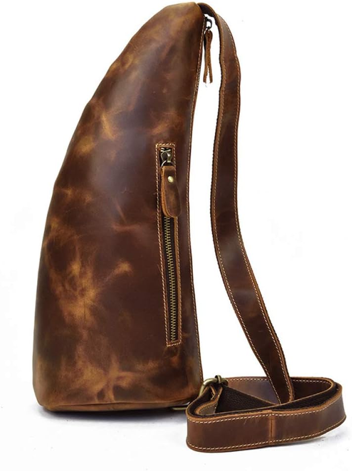 NKns Fanny Pack Men's Leather Chest Bag Men's Messenger Bag Diagonal Shoulder Bag Shoulder Bag Horn Chest Bag Waterproof Backpack