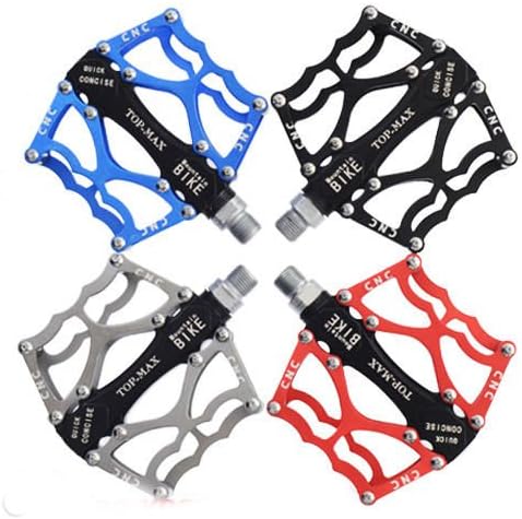 Henweit MTB Bike Bicycle Pedals Flat Platform 9/16" Alloy Cycling Pedals Footrest Black Color