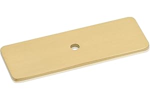 QOGRISUN 10-Pack Solid Brass Cabinet Knobs Back Plates, Rectangle Cabinet Pulls BackPlates,2.75-Inch Total Length, Cabinet Hardware, Brushed Brass Finish