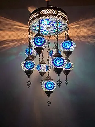 Sudamlasibazaar - Customizable Turkish Moroccan Mosaic Ceiling, Mosaic Lamp, Mosaic Chandelier, Hanging Pendant Chandelier, Light, Lighting, Home Decor, Turkish Light