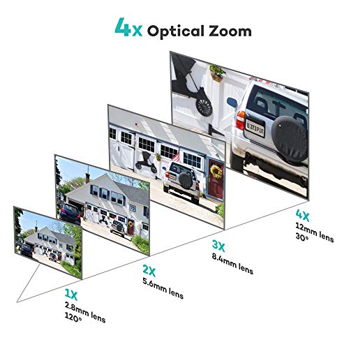 【Onvif H.265】 ONWOTE UltraHD 4K 8MP 4X Optical Zoom IP PoE Security Camera Outdoor, 3840x 2160 8.51 Megapixels, 200ft Night Vision, Motorized Varifocal Lens 30°-120° View Angle, IP66 Weatherproof