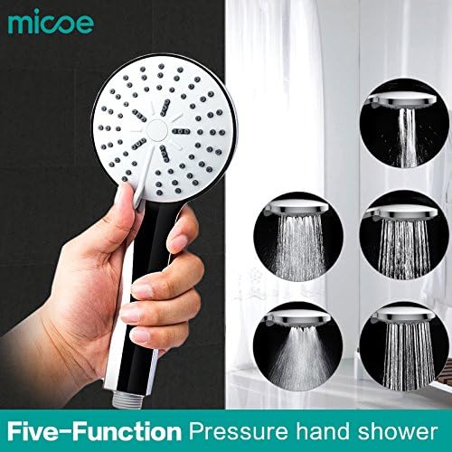 MICOE 5 Function Adjustable Handheld Shower Head ,Chrome