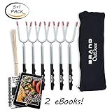 marshmallow roasting sticks - smores sticks, Safe For Kids - Extra Long Stainless Steel 45’’ Fork Skewers - For BBQ, Smores, Hotdogs, Bonfires, Camping & Outdoors barbecue