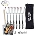 Premium Marshmallow Roasting Sticks - Safe For Kids - Extra Long Stainless Steel 45’’ Fork Skewers - For BBQ, Smores, Hotdogs, Bonfires, Camping & Outdoors - Kit Includes Bamboo Sticks & Carrying Bag