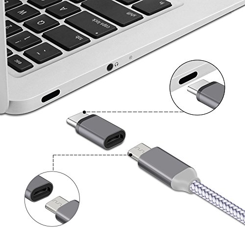 KUXIYAN Micro USB to USB C Adapter, USB Type C Adapter Convert Connector with 56K Resistor, Fast Charging for Samsung Galaxy S9 S8 Plus Note 8, Macbook, LG V30 G5 G6, Moto Z2 Play Nexus More (Gray) - Thumbnail 3