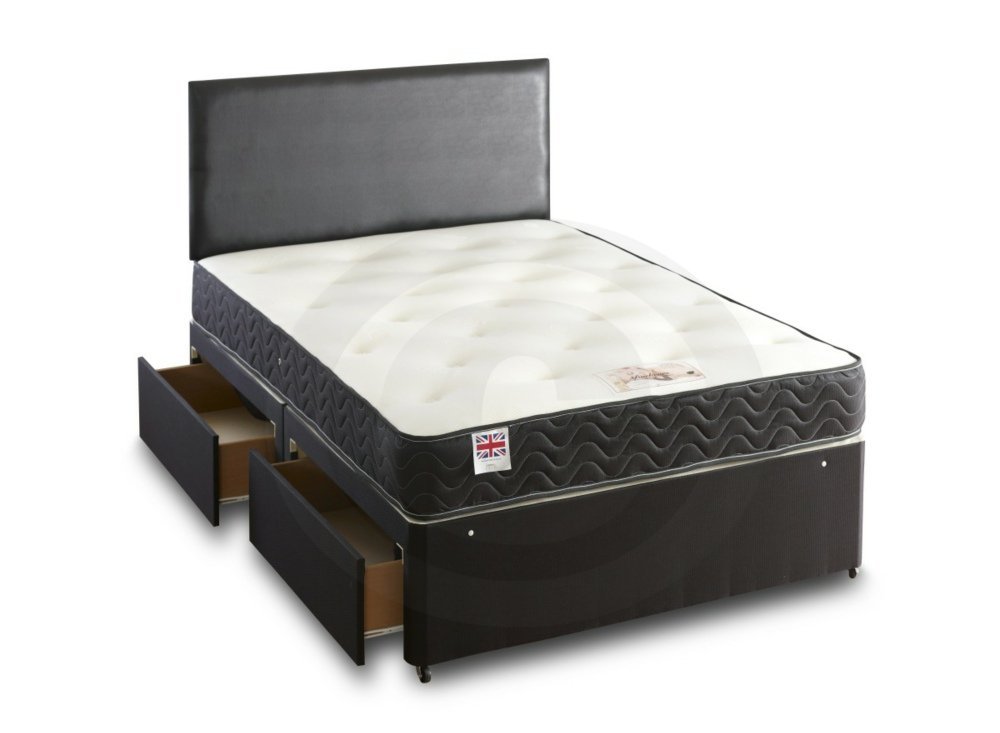 SOMNIOR BEDS LTD Bed Centre Topaz Divan Bed with 20cm Deep Spring Memory Foam Mattress Available In Drawers Variation No Headboard (Double bed no drawer)