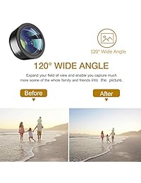 Lente de cámara de teléfono, 3 en 1 kits-198°ojo de pez + 20X Macro lente + 120 ° gran angular lente, clip en teléfono celular lentes kits compatible con iPhone, iPad, la mayoría de teléfonos Android y Smartphone