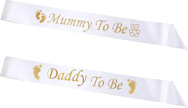 IRYNA Mummy Daddy To Be Sash Set Baby Shower Gender Reveal Party Decorations