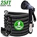 Expandable Garden Hose 25ft, Kink Free Water Hose with 8 Functions Nozzle, Flexible Hose Outdoor Yard Hose Lightweight Expanding Garden Hose Black, Freshwater Hoses (1 Year Warranty)