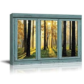 Vintage Teal Window Looking Out Into The Forest...