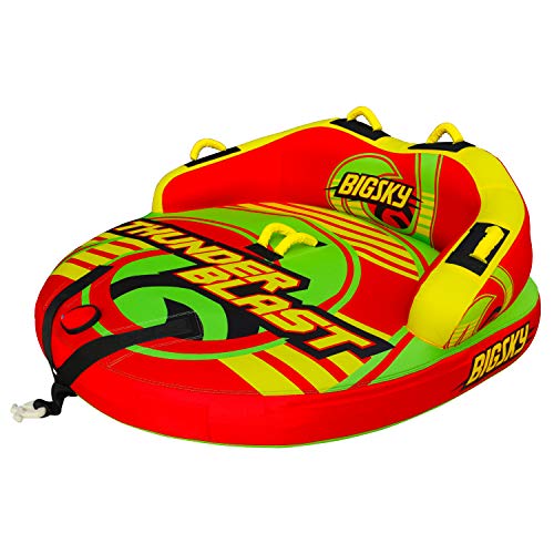 Big Sky Thunder Blast Towable Tube for 1-2 People - Roomy, Durable Boating Tubes for Lake, Beach, River, Snow - Watersports Towables - Quick Inflation and Deflation - Two Person Boat Toys and Floats