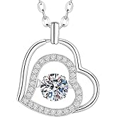 DEZZLIN Moissanite Heart Necklace for Women, 0.5 Carat Moissanite Pendant with 925 Sterling Silver Necklace, Anniversary Birthday Mothers Day Christmas Valentines Present for Mom Wife Girlfriend