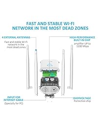 Persevere WiFi Range Extender, 1200 Mbps WIFI Booster extensores de señal WiFi router repetidor Extender con 4 x 5dBi antenas externas, AC1200 WiFi Amplificador de señal de doble correa externa 2,4 gHz y 5 GHz