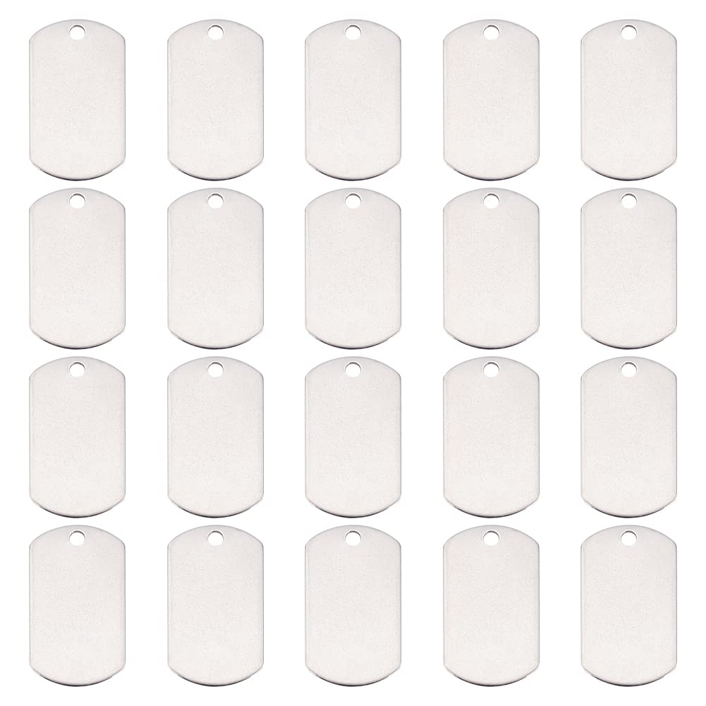 UNICRAFTALE 20pcs Large Rectangle Blanks Hypoallergenic Engarving Tag Charms Stainless Steel Keychain Pendants Metal Stamping Keyring Blank Dog Tags 35mm Metal Name Tags for Jewelry Making