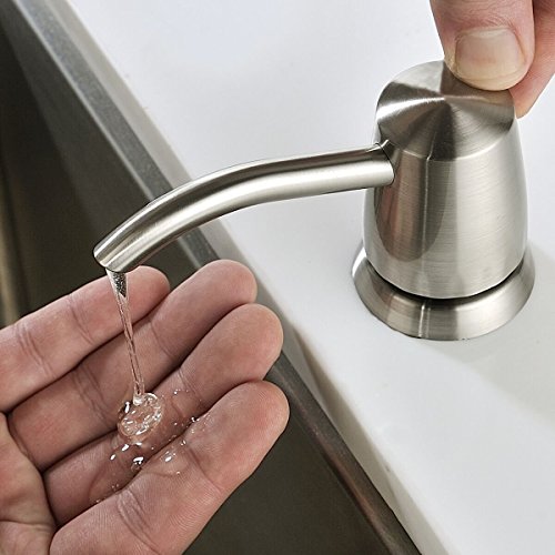 GICASA Commercial Built In Deck Mount Brushed Nickel Pump Liquid Lotion Kitchen Countertop Soap Dispenser, with 320ml Bottle
