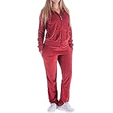 LeeHanTon Sweat Suits for Women Set Comfortable Sweat Outfits Workout Suit Zip Velour Hoodie and Jogger Sport Suit