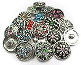 ALL in ONE 10pcs Mixed Style Rhinestone Snap Ginger Button Jewelry Charms (20mm)