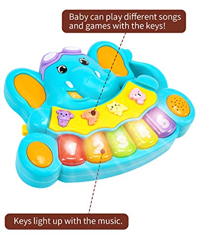 STEAM Life Educational Baby Musical Toy Piano | Light Up Toy Keyboard has 5 Numbered Keys | Plays Songs and Music Memory Game (Smart Baby Elephant Piano) - Thumbnail 5