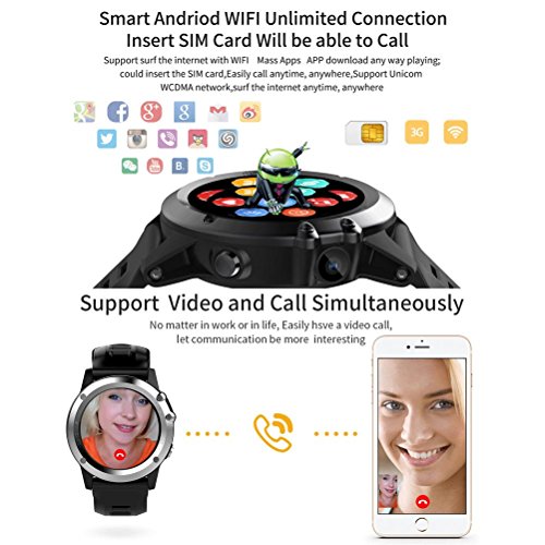 L@YC New Smart 3G Watch Phone Sports Watch Fitness Watch GPS with SIM Card Slot,Camera,Call/SMS/Twiter/Facebook/Whatsapp/HD Touch Screen for iPhone iOS & Android Phones, Silver Grey