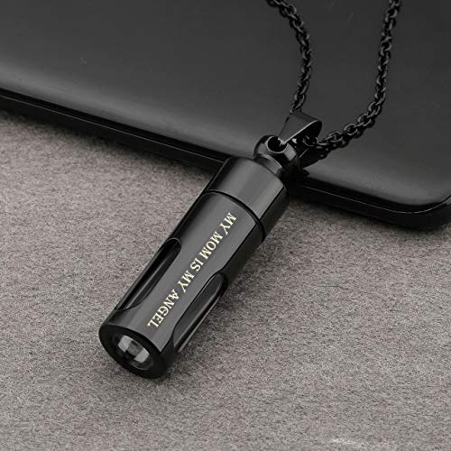 Personalized Master Free Engraving Custom Engraved Stainless Steel Openable Container Tube Urn Keepsake Cremation Memorial Pendant Necklace for Ashes+ Funnel Fill Kit+Gift Box