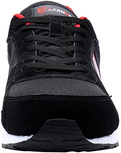 MODYF Men's Steel Toe Cap Work Safety Shoes Casual Breathable Outdoor Boots Skateboard Shoes (8, Black and Red)
