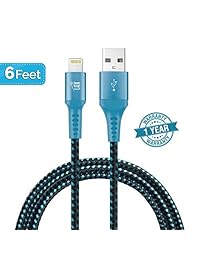 LAX Gadgets Apple iPhone Charger Lightning Cable Cord 6ft Long, Durable Braided Lightning USB Cord Compatible w  iPad Pro, iPhone Xs, X 8 7 Plus 6S 6 5S
