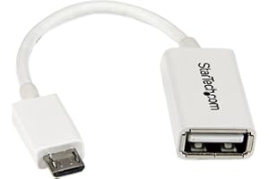 StarTech.com 5in White Micro USB to USB OTG Host Adapter M/F - Micro USB Male to USB A Female On-The-Go Host Cable Adapter - 