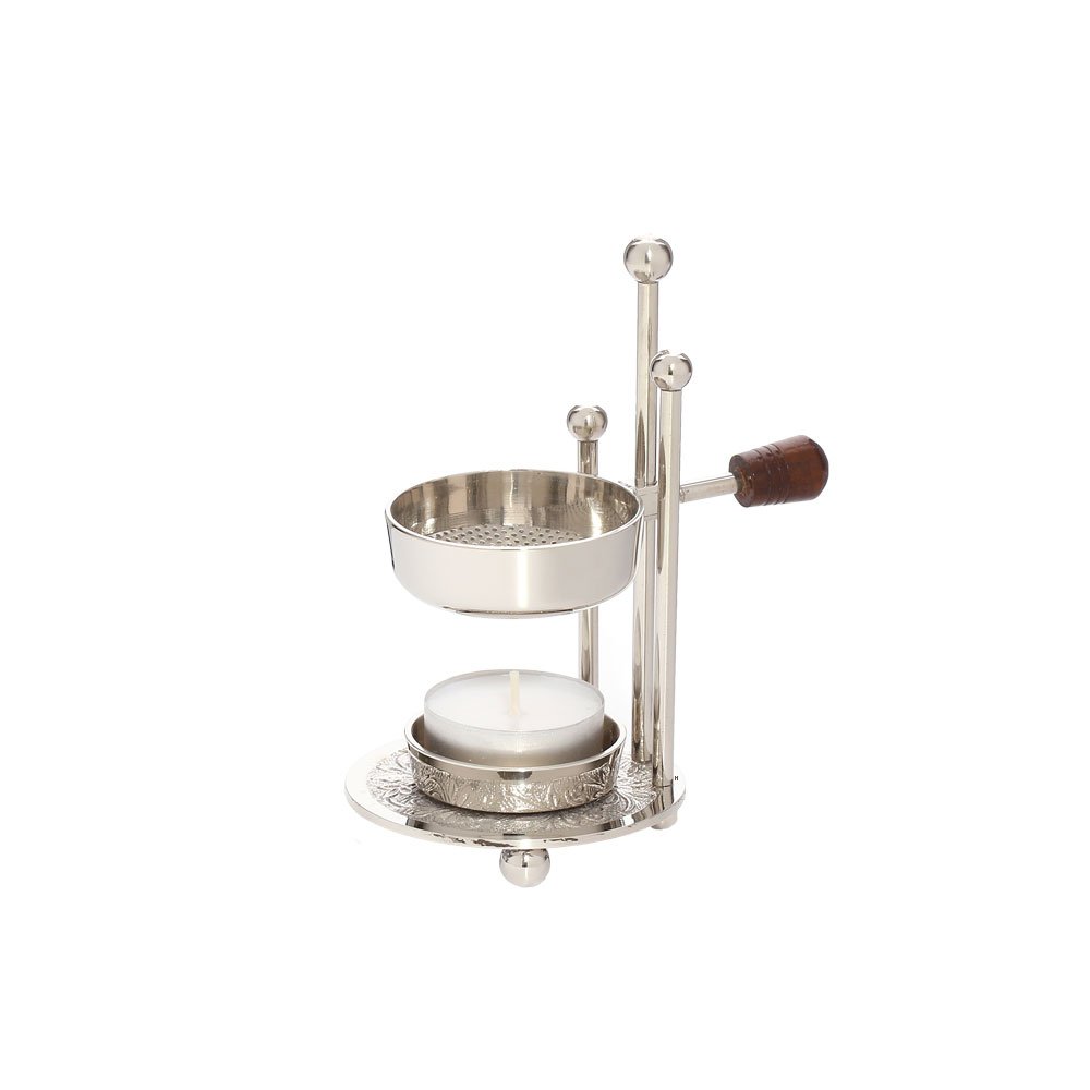 SET NKlaus 2x Adjustable Incense Burner Brass Nickel Plated Incense Stand 40416