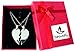 beautifly Handmade Pendant Necklaces with a 16-inch Chain in Silver Color Unique Premier Designs Vintage, Modern or Classic Styles (Two Pieces Heart) (no Letters)