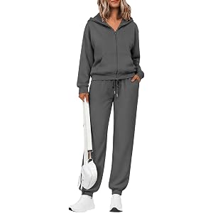 ASUIU Sweat Sets for Women 2 Piece Zip Up Sweat Pants and Hoodie Set Women fall Jogger Sweatpants Long Sleeve Tracksuit