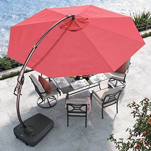 GRAND PATIO 12 FT SUNBRELLA Deluxe NAPOLI Curvy Aluminum Offset Umbrella, Patio Cantilever