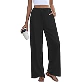 Anymeet Women's Linen Summer Palazzo Pants Flowy Wide Leg Beach Trousers M-3XL