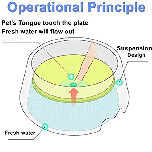 Vndaxau Dog Water Bowl Large No Spill 1000ML, Innovative Dog Cat Feeder 2 in 1, Anti-Overturn,Anti-Dust,Anti-Choking - Thumbnail 4