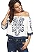 Milumia Women's Casual Print Off Shoulder Flare Sleeve Top Loose Blouse