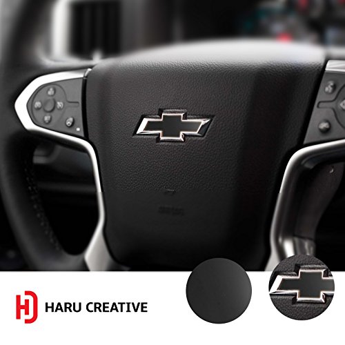 Haru Creative - Chevrolet Traverse 2009-2012 Steering Wheel Bowtie Overlay Insert Sticker Decal - Gloss Black