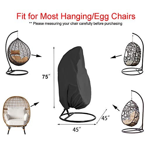 Saking Patio Egg Chair Cover with Zipper, Buckle & Drawstring, Waterproof Windproof Anti-UV Outdoor Swing Hanging Chair Cover -75"H x 45"W
