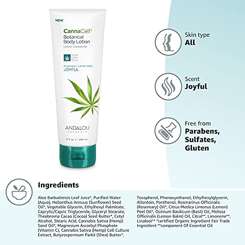 ANDALOU NATURALS CANNACELL BODY LOTION, JOYFUL, 8 OUNCE