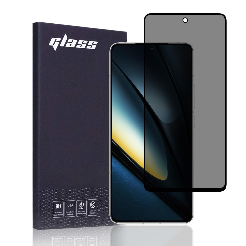FiiMoo Privacy Screen Protector for Xiaomi Poco F6/Xiaomi Poco F6 Pro, Anti-spy Screen Protector, Privacy Screen Film, [Case Friendly] [9H Hardness], for Xiaomi Poco F6/F6 Pro Privacy Tempered Glass