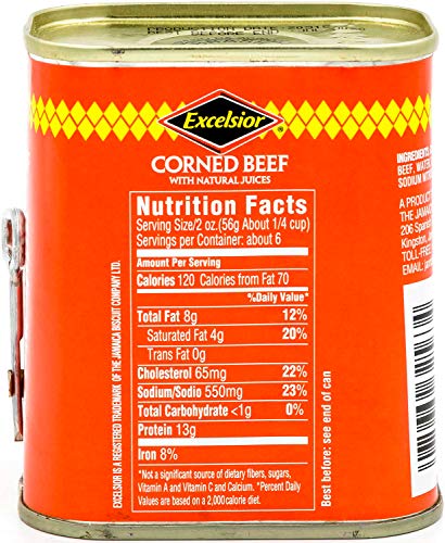 EXCELSIOR CORNED BEEF IN NATURAL JUICES, 12 OUNCE