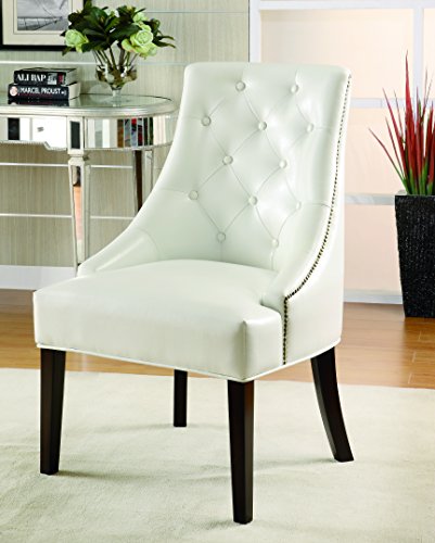Coaster Leather Like Lounge Chair in White Finish