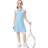 Gogokids Girls Tennis Dress Sleeveless Quick-Dry Kids Golf and Athletic Workout Outfit with Polo Collar for 6-14Y
