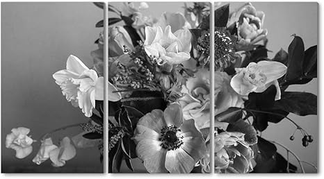 Amazon 3パネル ウォールアート風景絵画 壁画 花束色とりどり花アネモネ水仙チューリップ キャンバスアートホームデコレーション フレームと30 40センチメートル 3 黒と白 壁飾り 部屋飾り 壁ポスター ウォールステッカー オンライン通販