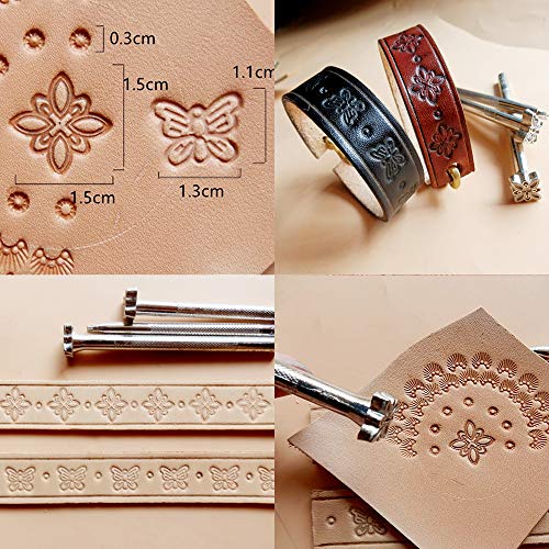 126pcs Leather Working Supplies MIUSIE Abundant Leather Stamping Kit with Letter and Number Stamp Set,Tanned Leather,Leather Working Saddle Tools and Instruction for Leather Working,Leather M - Thumbnail 4