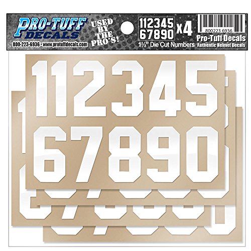 Helmet Number Decals (Football, Lacrosse, Hockey, Baseball, Softball) White Stickers (1.5 inch White Numbers)