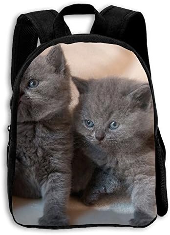 Kids School Bag Double Shoulder Print Backpacks Black Kittens Twins Travel Gear Daypack Gift