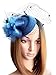 Coolwife Fascinator Hats Pillbox Hat British Bowler Hat Flower Veil Wedding Hat Tea Party Hat (B Royal Blue)