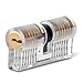 1-Pack Transparent Practice Lock, Sopoby Crystal Visible Training Lock for Locksmith, Cylinder Lock with 2 Keys (Dual Keyholes)