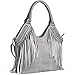 JOYSON Women Handbags Hobo Shoulder PU Leather Fashion Bag Tassels Gray