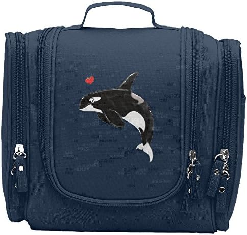 Travel Toiletry Bags Cute Orca Killer Whale Washable Bathroom Storage Hanging Cosmetic/Grooming Bag For Household Business Vacation, Multi Compartments, Waterproof Lining