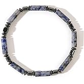 SHINUS BOHO Dainty Beaded Bracelet Handmade Black Stretch Bracelets For Women,Fashion Bohemian Beads Crystal Gemstone Prom Jewelry Gift Frindship.